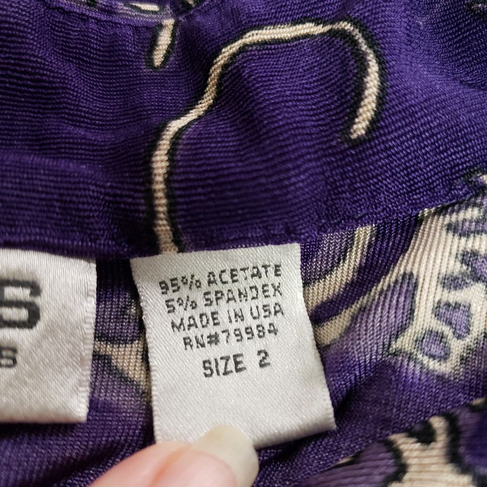 Chicos Travelers Womens Artsy Asain Babydoll Top Size 2 L‎ Purple Stretch Modest - Picture 4 of 9